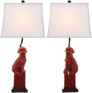 Safavieh FOO Dog Table Lamps – Whimsical Ceramic Lighting with Bold Design for Living Rooms and Offices Red LIT4137D-SET2