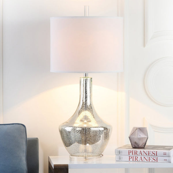 Safavieh MERCURY Table Lamp – Elegant Silver Mercury Glass Design for Timeless Home Décor and Ambiance Silver LIT4141A