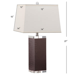 Safavieh DECO Leather Table Lamp Set of 2 - 27-Inch Brown PU Lamps for Modern Elegance & Ambient Lighting LIT4143D-SET2