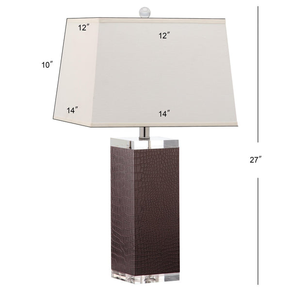 Safavieh DECO Leather Table Lamp Set of 2 - 27-Inch Brown PU Lamps for Modern Elegance & Ambient Lighting LIT4143D-SET2
