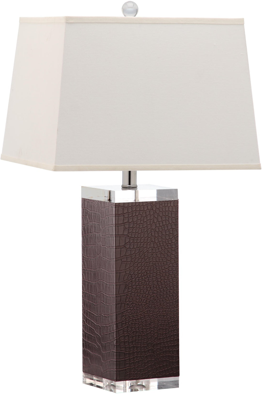 Safavieh DECO Leather Table Lamp Set of 2 - 27-Inch Brown PU Lamps for Modern Elegance & Ambient Lighting LIT4143D-SET2