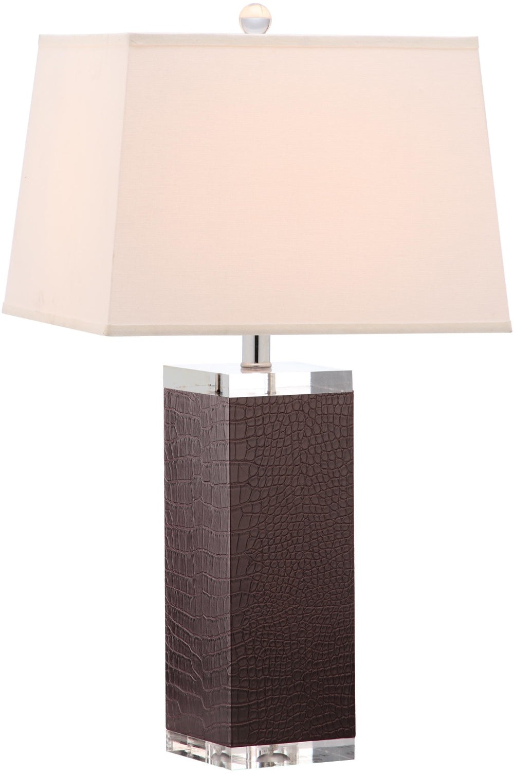 Safavieh DECO Leather Table Lamp Set of 2 - 27-Inch Brown PU Lamps for Modern Elegance & Ambient Lighting LIT4143D-SET2