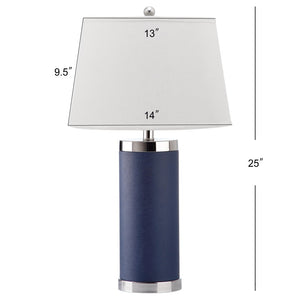 Safavieh LEATHER Column Table Lamps in Navy - Modern Design for Stylish Ambient Lighting & Home Decor LIT4144A-SET2