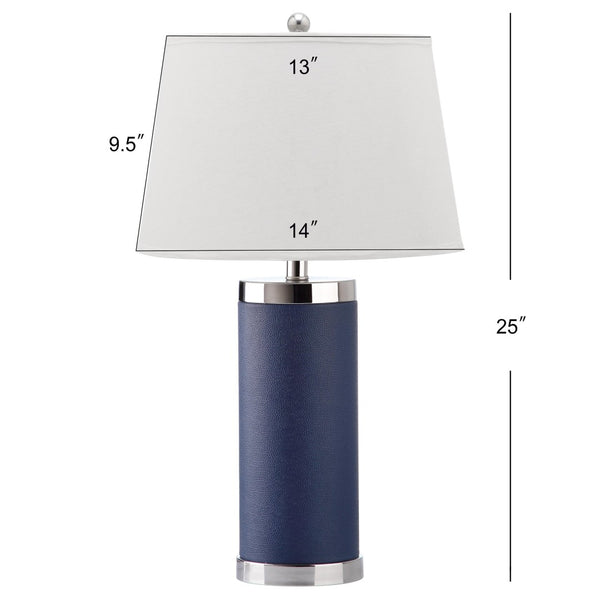 Safavieh LEATHER Column Table Lamps in Navy - Modern Design for Stylish Ambient Lighting & Home Decor LIT4144A-SET2