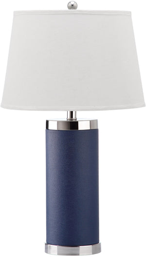 Safavieh LEATHER Column Table Lamps in Navy - Modern Design for Stylish Ambient Lighting & Home Decor LIT4144A-SET2