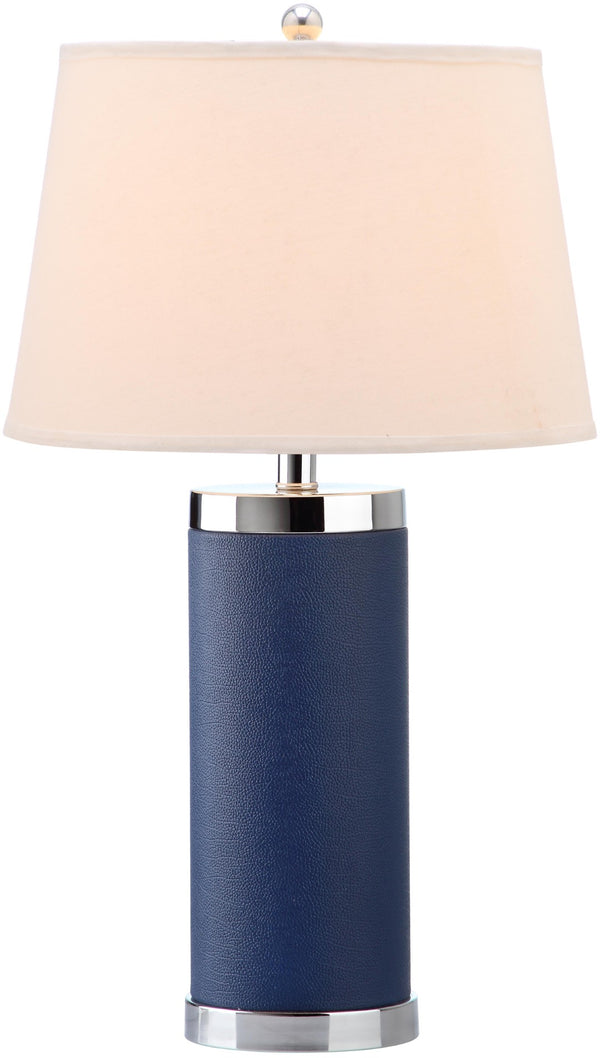 Safavieh LEATHER Column Table Lamps in Navy - Modern Design for Stylish Ambient Lighting & Home Decor LIT4144A-SET2