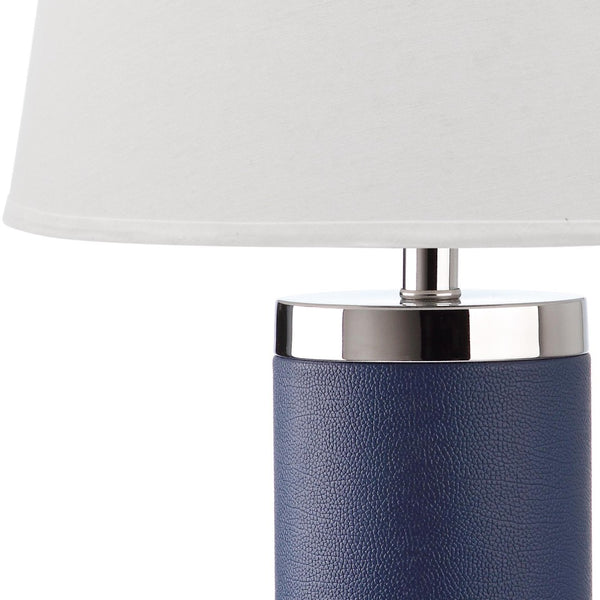 Safavieh LEATHER Column Table Lamps in Navy - Modern Design for Stylish Ambient Lighting & Home Decor LIT4144A-SET2