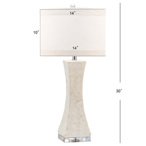 Safavieh SHELLEY Coastal Elegance Table Lamps Set of 2 - 30-Inch White Shell Design for Warm Ambiance LIT4146A-SET2