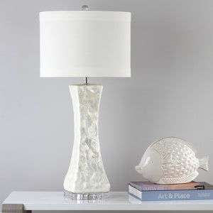 Safavieh SHELLEY, Coastal-Inspired Table Lamp Set of 2 with USB Port, 30.5 Inch Cream Shell Design, Elegant Decor LIT4146A-SET2-U