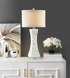 Safavieh SHELLEY Coastal Elegance Table Lamps Set of 2 - 30-Inch White Shell Design for Warm Ambiance LIT4146A-SET2