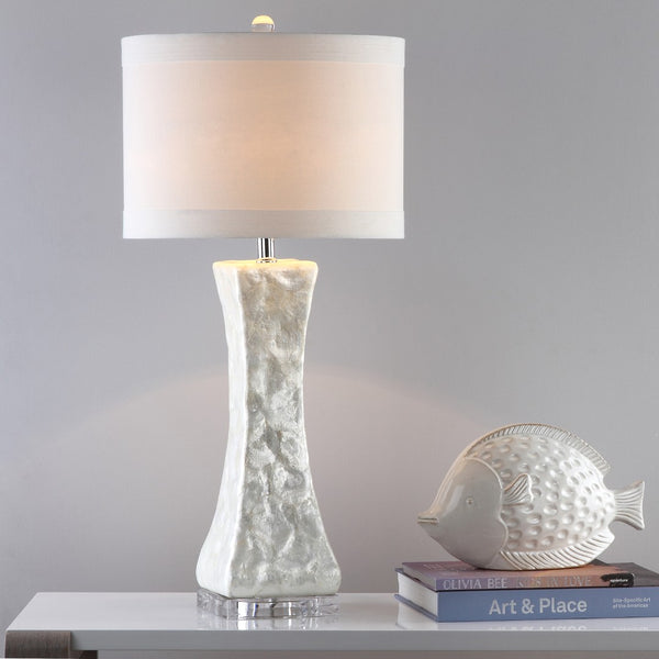Safavieh SHELLEY, Coastal-Inspired Table Lamp Set of 2 with USB Port, 30.5 Inch Cream Shell Design, Elegant Decor LIT4146A-SET2-U
