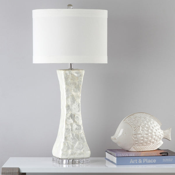 Safavieh SHELLEY Coastal Elegance Table Lamps Set of 2 - 30-Inch White Shell Design for Warm Ambiance LIT4146A-SET2