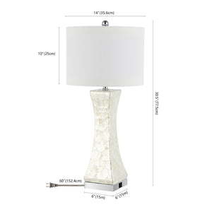 Safavieh SHELLEY Coastal Elegance Table Lamps Set of 2 - 30-Inch White Shell Design for Warm Ambiance LIT4146A-SET2
