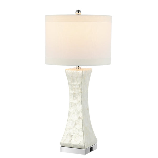Safavieh SHELLEY Coastal Elegance Table Lamps Set of 2 - 30-Inch White Shell Design for Warm Ambiance LIT4146A-SET2