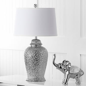 Safavieh STERLING Ginger Jar Table Lamps Set of 2 - Elegant Silver Ceramic Design for Home Décor & Lighting LIT4147A-SET2