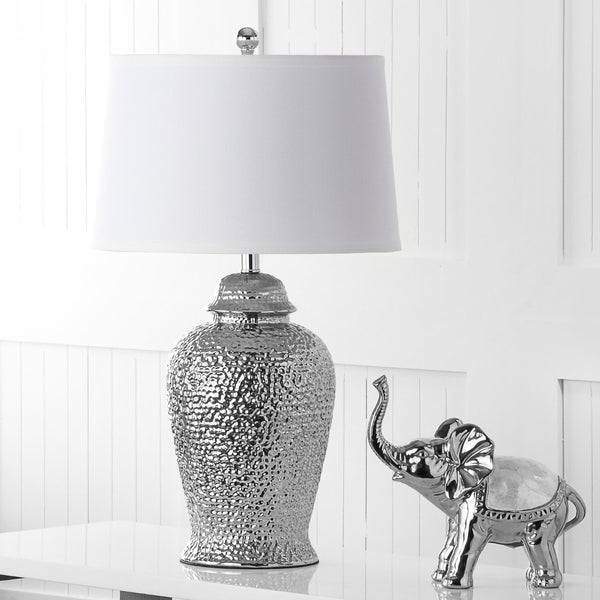 Safavieh STERLING Ginger Jar Table Lamps Set of 2 - Elegant Silver Ceramic Design for Home Décor & Lighting LIT4147A-SET2