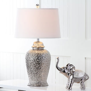 Safavieh STERLING Ginger Jar Table Lamps Set of 2 - Elegant Silver Ceramic Design for Home Décor & Lighting LIT4147A-SET2