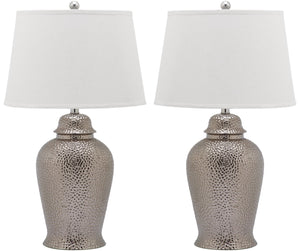 Safavieh STERLING Ginger Jar Table Lamps Set of 2 - Elegant Silver Ceramic Design for Home Décor & Lighting LIT4147A-SET2
