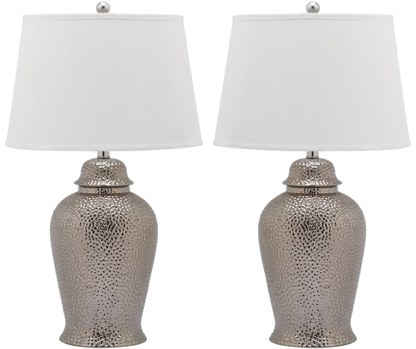 Safavieh STERLING Ginger Jar Table Lamps Set of 2 - Elegant Silver Ceramic Design for Home Décor & Lighting LIT4147A-SET2