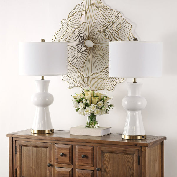 Safavieh Lola Column Table Lamp - Chic White Ceramic Design For Elegant Home Decor And Cozy Illumination White Ceramic Lit4150b