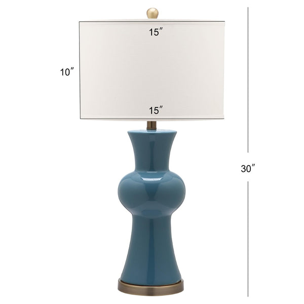 Safavieh LOLA Column Table Lamp - Glossy Ceramic Design for Elegant Home Accents and Ambient Lighting Blue LIT4150C-SET2