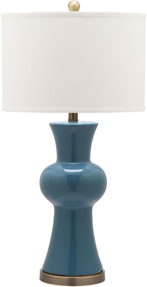 Safavieh LOLA Column Table Lamp - Glossy Ceramic Design for Elegant Home Accents and Ambient Lighting Blue LIT4150C-SET2