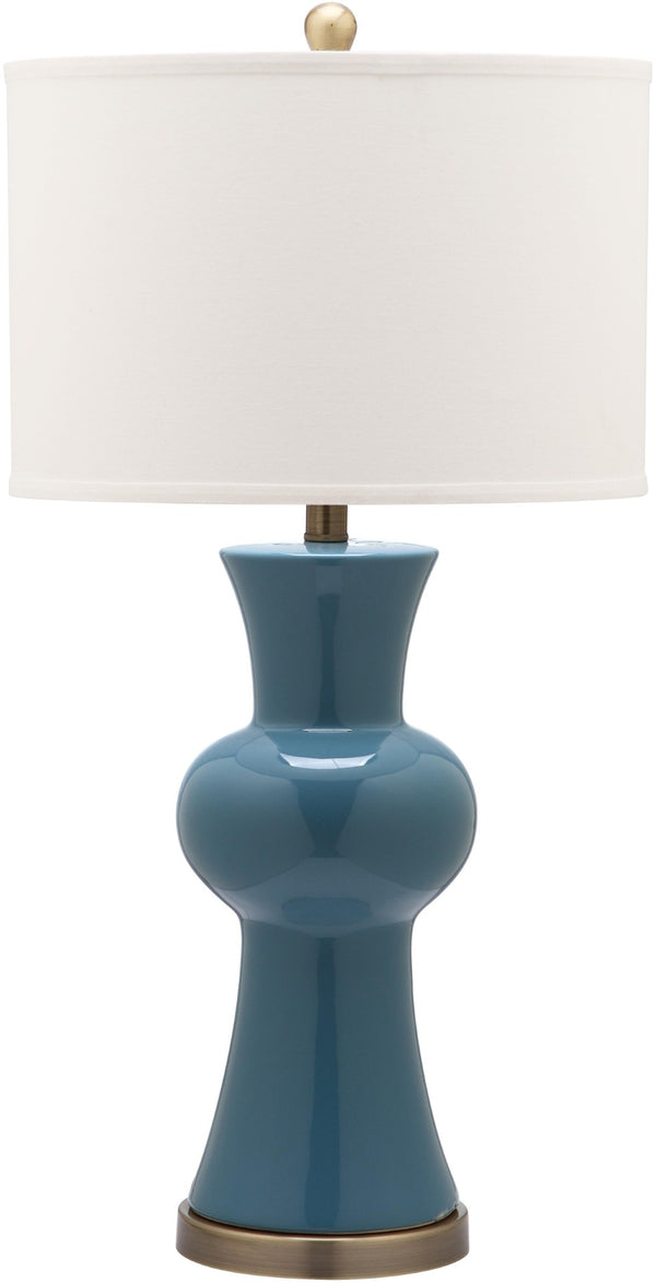 Safavieh LOLA Column Table Lamp - Glossy Ceramic Design for Elegant Home Accents and Ambient Lighting Blue LIT4150C-SET2