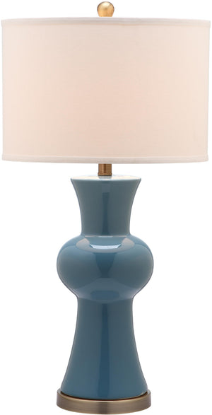 Safavieh LOLA Column Table Lamp - Glossy Ceramic Design for Elegant Home Accents and Ambient Lighting Blue LIT4150C-SET2