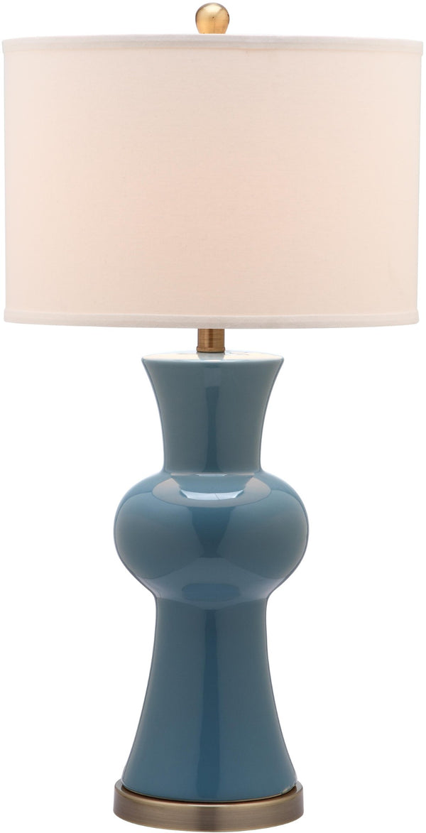 Safavieh LOLA Column Table Lamp - Glossy Ceramic Design for Elegant Home Accents and Ambient Lighting Blue LIT4150C-SET2