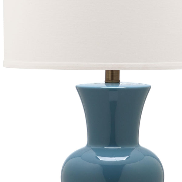 Safavieh LOLA Column Table Lamp - Glossy Ceramic Design for Elegant Home Accents and Ambient Lighting Blue LIT4150C-SET2