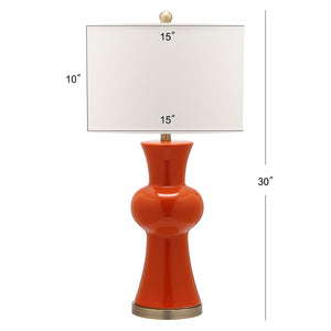 Safavieh LOLA Column Table Lamp - Glossy Ceramic Design for Elegant Home Accents and Ambient Lighting Orange LIT4150D-SET2