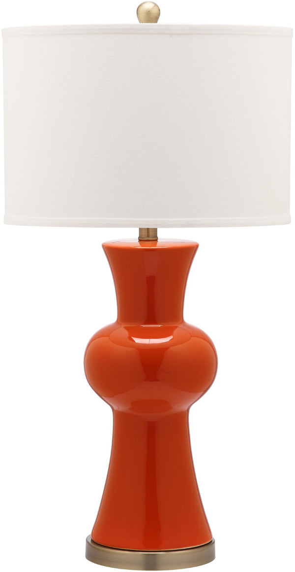 Safavieh LOLA Column Table Lamp - Glossy Ceramic Design for Elegant Home Accents and Ambient Lighting Orange LIT4150D-SET2