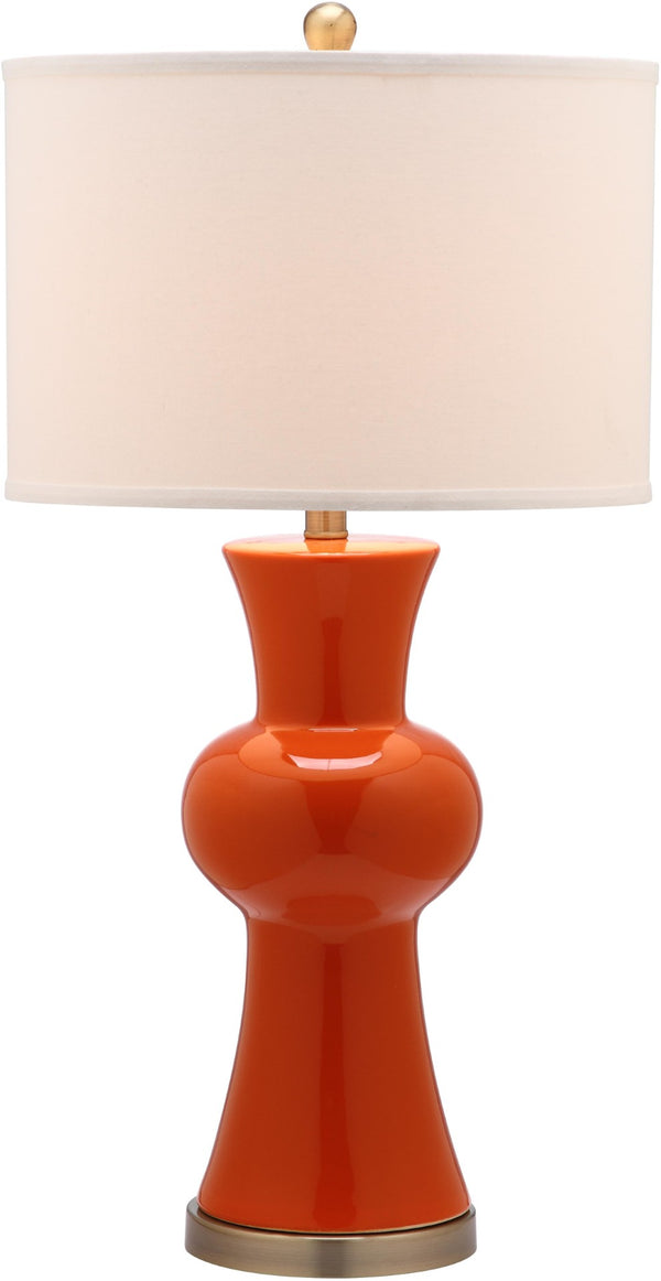 Safavieh LOLA Column Table Lamp - Glossy Ceramic Design for Elegant Home Accents and Ambient Lighting Orange LIT4150D-SET2