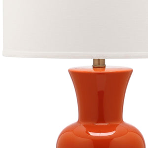 Safavieh LOLA Column Table Lamp - Glossy Ceramic Design for Elegant Home Accents and Ambient Lighting Orange LIT4150D-SET2