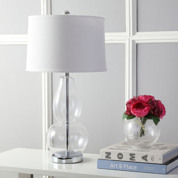 Safavieh MERCURIO Double Gourd Table Lamps - Elegant Ambient Lighting for Timeless Home Décor and Style Clear LIT4155B-SET2