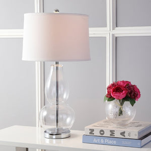 Safavieh MERCURIO Double Gourd Table Lamps - Elegant Ambient Lighting for Timeless Home Décor and Style Clear LIT4155B-SET2