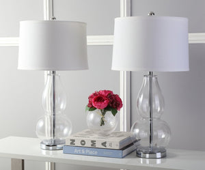 Safavieh MERCURIO Double Gourd Table Lamps - Elegant Ambient Lighting for Timeless Home Décor and Style Clear LIT4155B-SET2