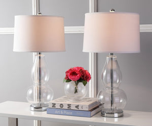 Safavieh MERCURIO Double Gourd Table Lamps - Elegant Ambient Lighting for Timeless Home Décor and Style Clear LIT4155B-SET2