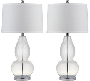 Safavieh MERCURIO Double Gourd Table Lamps - Elegant Ambient Lighting for Timeless Home Décor and Style Clear LIT4155B-SET2