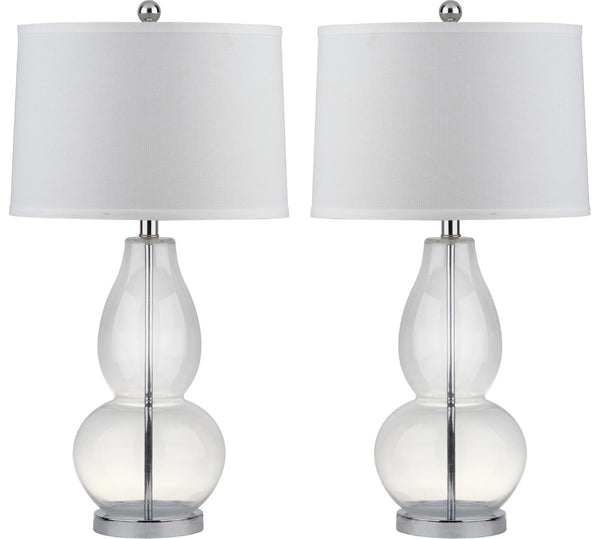 Safavieh MERCURIO Double Gourd Table Lamps - Elegant Ambient Lighting for Timeless Home Décor and Style Clear LIT4155B-SET2