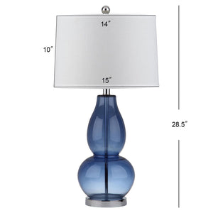 Safavieh MERCURIO Double Gourd Blue Glass Table Lamp Set of 2 - Elegant Ambient Lighting for Any Room LIT4155C-SET2