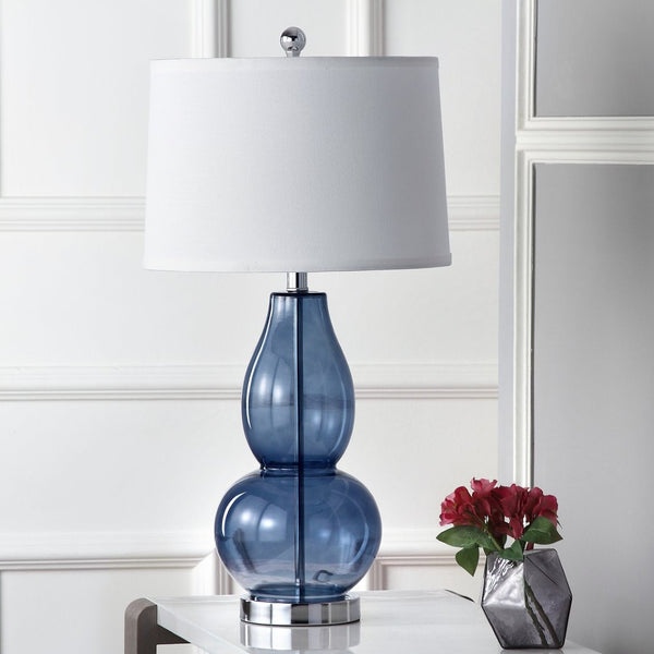 Safavieh MERCURIO, Stylish 28-Inch Blue Table Lamp Set of 2 with USB Ports for Modern Home Decor & Functionality LIT4155C-SET2-U