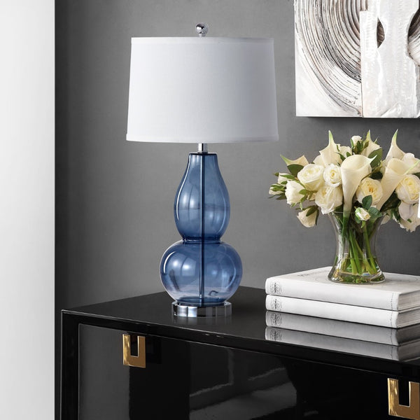 Safavieh MERCURIO Double Gourd Blue Glass Table Lamp Set of 2 - Elegant Ambient Lighting for Any Room LIT4155C-SET2