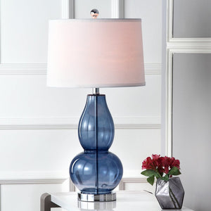 Safavieh MERCURIO, Stylish 28-Inch Blue Table Lamp Set of 2 with USB Ports for Modern Home Decor & Functionality LIT4155C-SET2-U