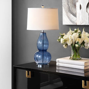 Safavieh MERCURIO Double Gourd Blue Glass Table Lamp Set of 2 - Elegant Ambient Lighting for Any Room LIT4155C-SET2