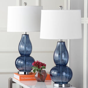Safavieh MERCURIO Double Gourd Blue Glass Table Lamp Set of 2 - Elegant Ambient Lighting for Any Room LIT4155C-SET2
