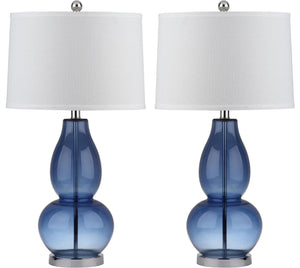 Safavieh MERCURIO, Stylish 28-Inch Blue Table Lamp Set of 2 with USB Ports for Modern Home Decor & Functionality LIT4155C-SET2-U