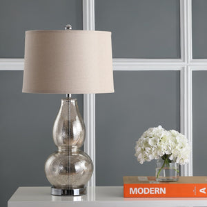 Safavieh MERCURIO Double Gourd Table Lamps - Elegant Ambient Lighting for Timeless Home Décor and Style Silver LIT4155D-SET2