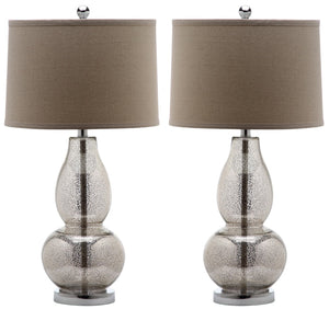 Safavieh MERCURIO Double Gourd Table Lamps - Elegant Ambient Lighting for Timeless Home Décor and Style Silver LIT4155D-SET2