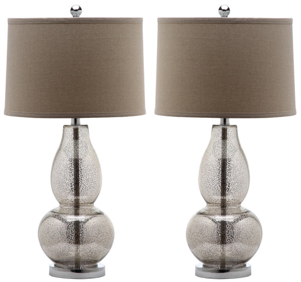 Safavieh MERCURIO Double Gourd Table Lamps - Elegant Ambient Lighting for Timeless Home Décor and Style Silver LIT4155D-SET2